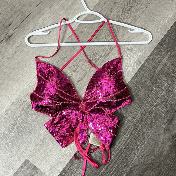 •nwt Steve Madden Kia sequins top women pink one size - Picture 4 of 4